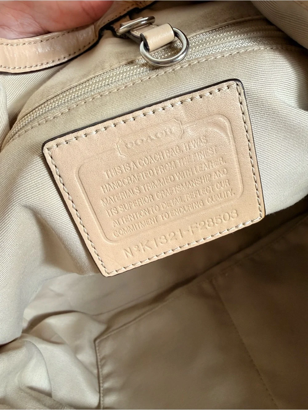 Coach Brown Signature Canvas Tote with Pink Stripe
